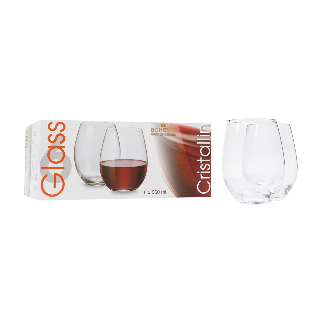 Set de 6 Vasos de Agua Cristalin 560 ml.