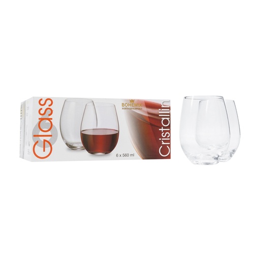Set de 6 Vasos de Agua Cristalin 560 ml.